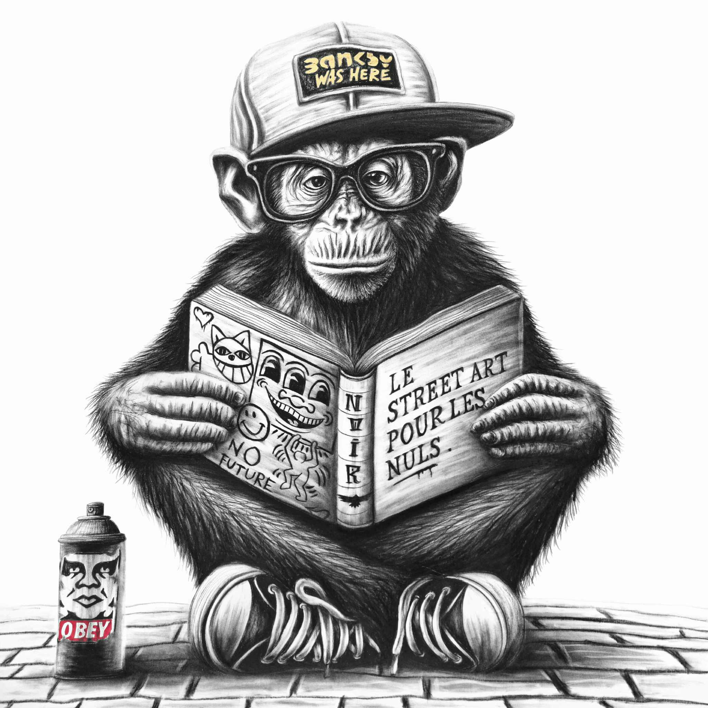 Banksy was here par Noir Artist - 50x50 cm