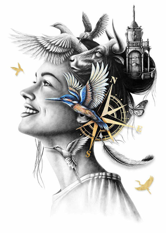 LG II  - 50x70 cm - feuille d'or