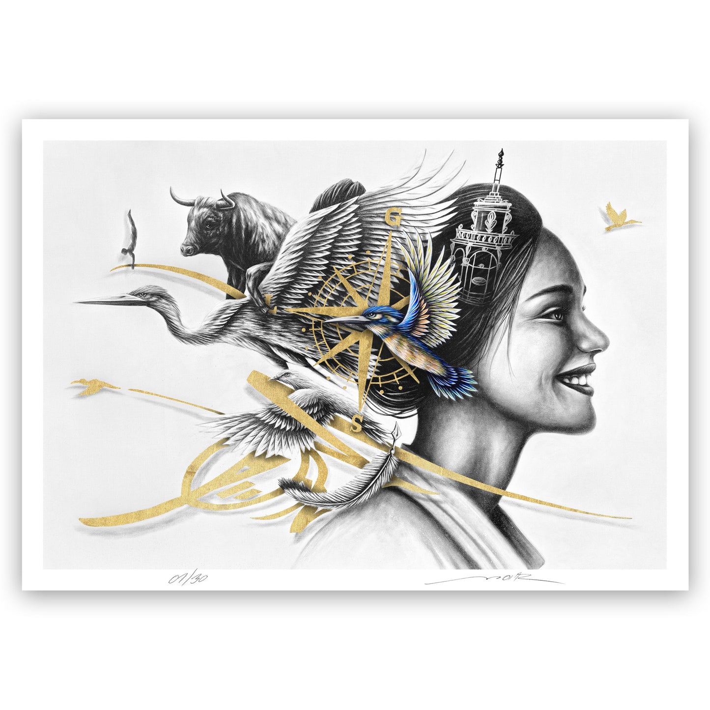 LG III - 50x70 cm - feuille d'or