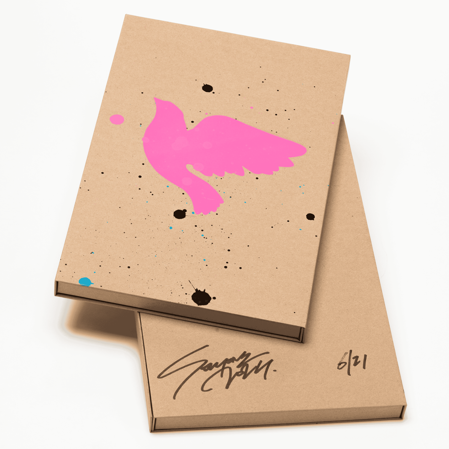 Ultra bird rose - Plaque émaillée peinte à la main /21 exemplaires