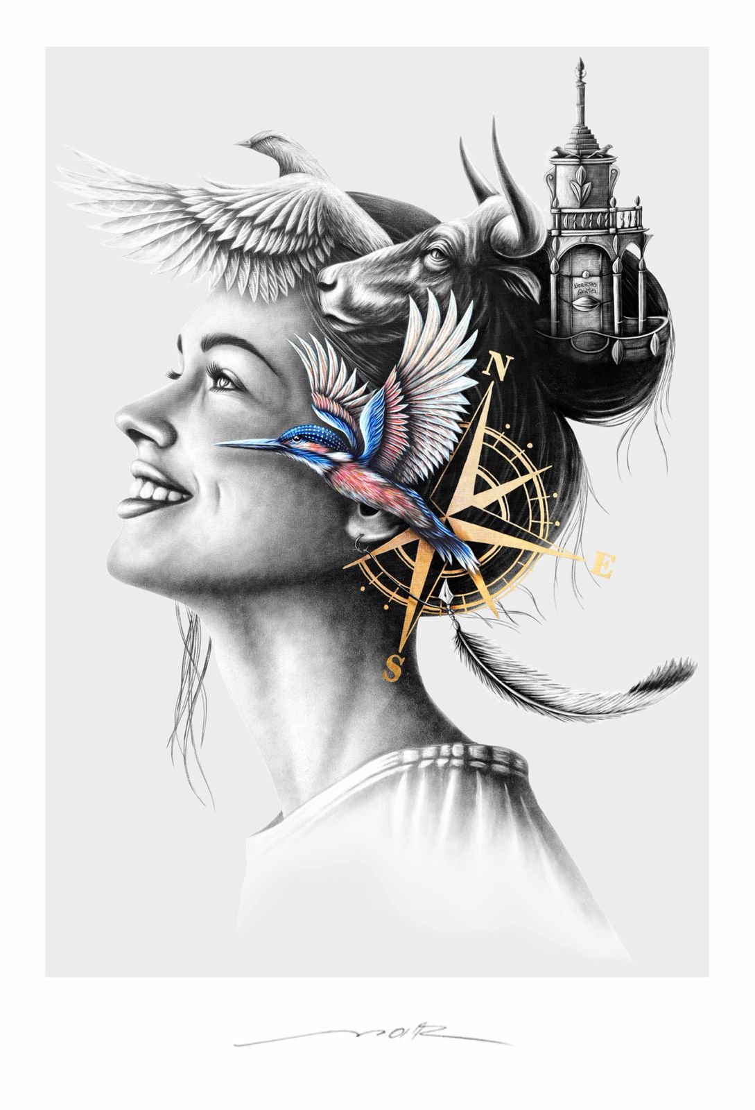 Encre pigmentaire "Liberta Gentis" signée par l'artiste